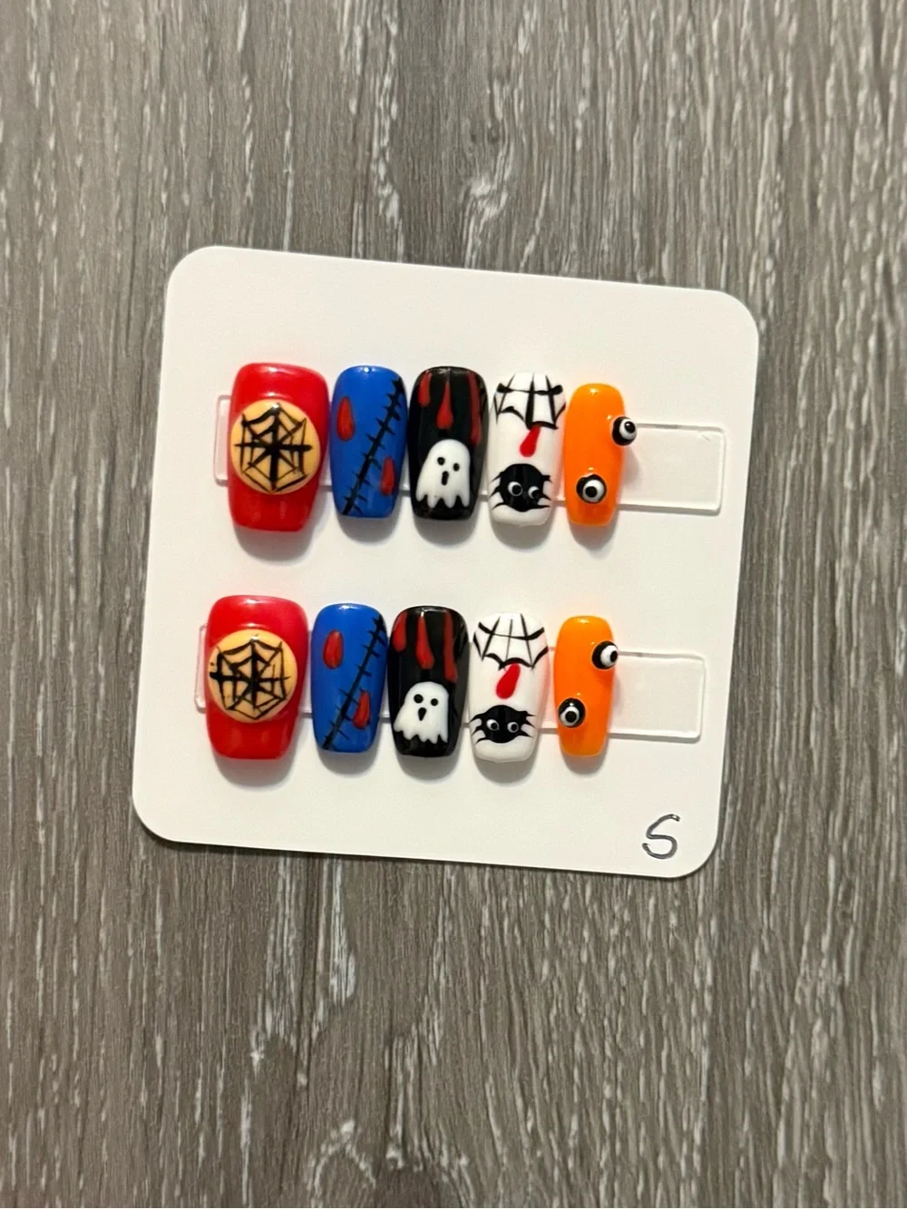Spooky Halloween Press-On Nails - Orange, Red, Blue, Black, White